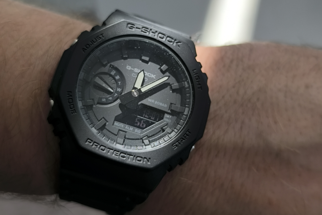 Casio G-Shock GA-2100 men's wristwatch on the wrist in everyday life
